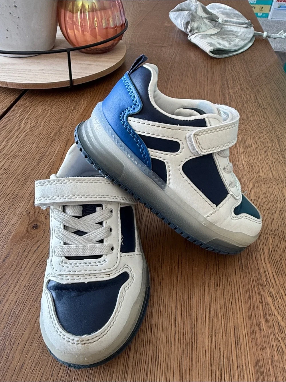 Kids Navy and White Casual Sneakers - Slip On, Velcro Closure